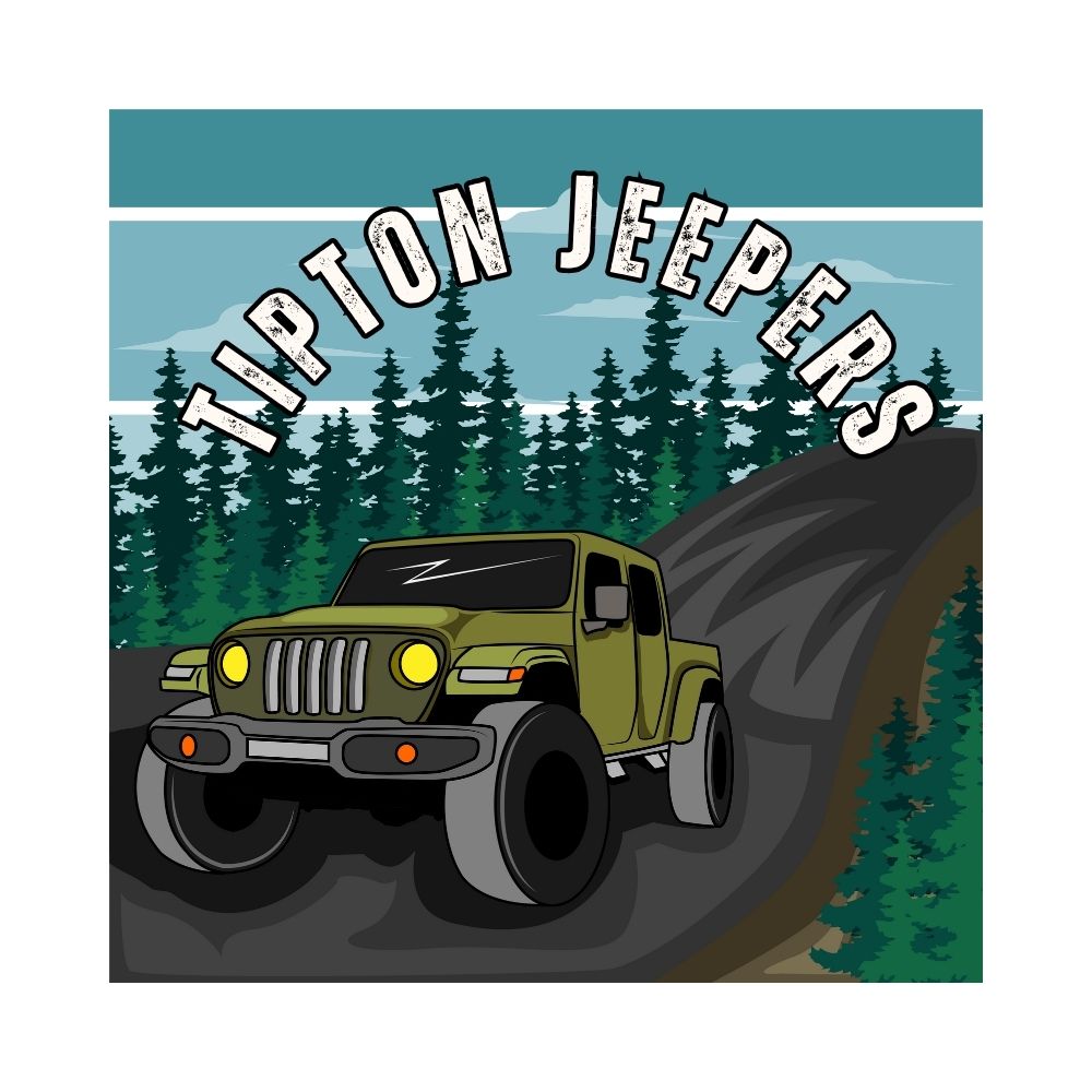 Jeep Driving on a road with trees